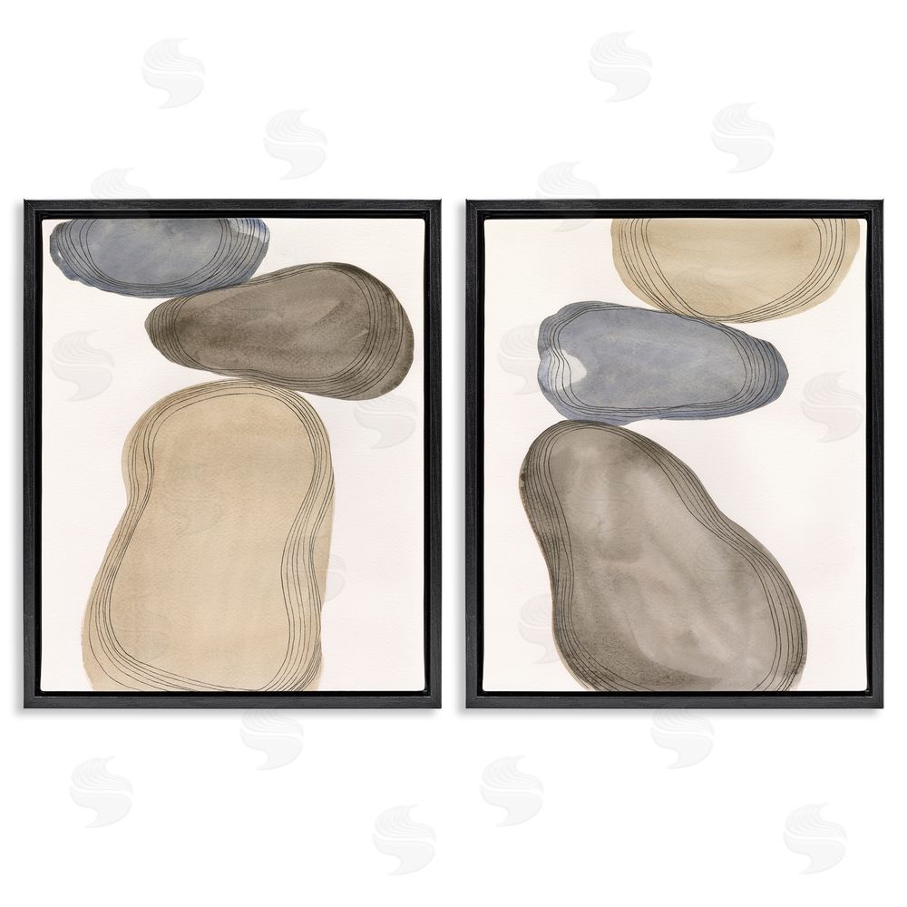 Laura Marr Contemporary Oblong Shapes Arrangement Black Floating Frame Canvas Wall Art Print