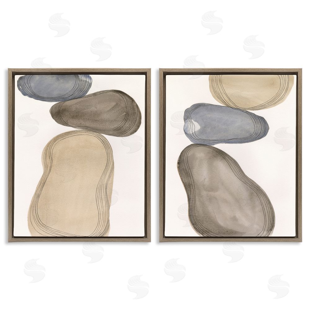 Laura Marr Contemporary Oblong Shapes Arrangement Brown Floating Frame Canvas Wall Art Print