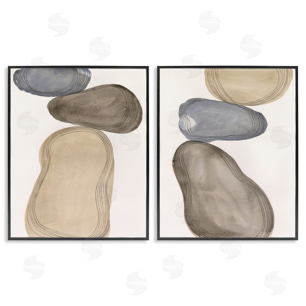 Laura Marr Contemporary Oblong Shapes Arrangement Black Framed Giclee Wall Art Print