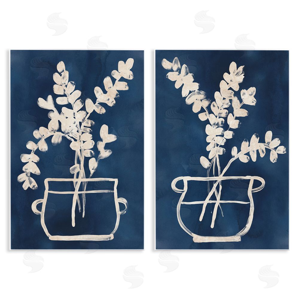June Erica Vess Contemporary Herbs Botanical Vase  Wooden Wall Plaque Art Print