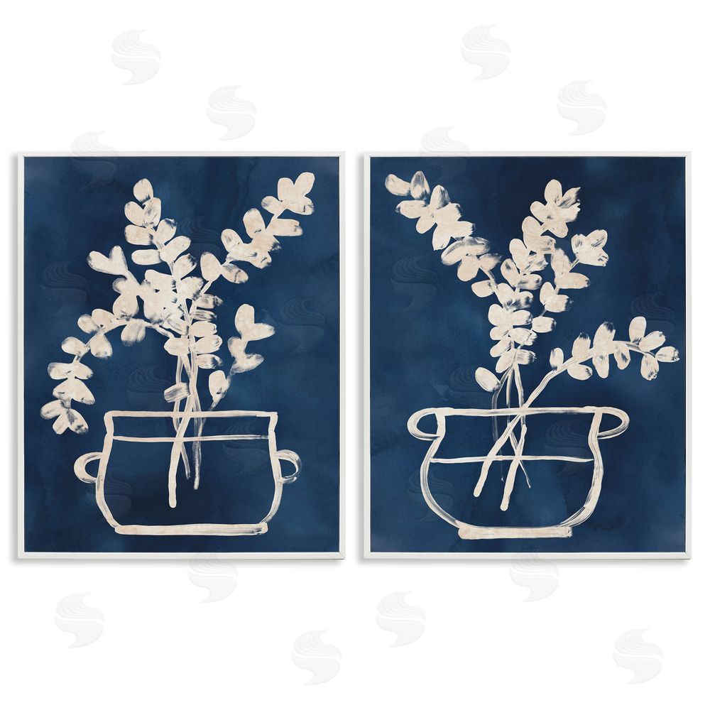 June Erica Vess Contemporary Herbs Botanical Vase  White Framed Giclee Wall Art Print