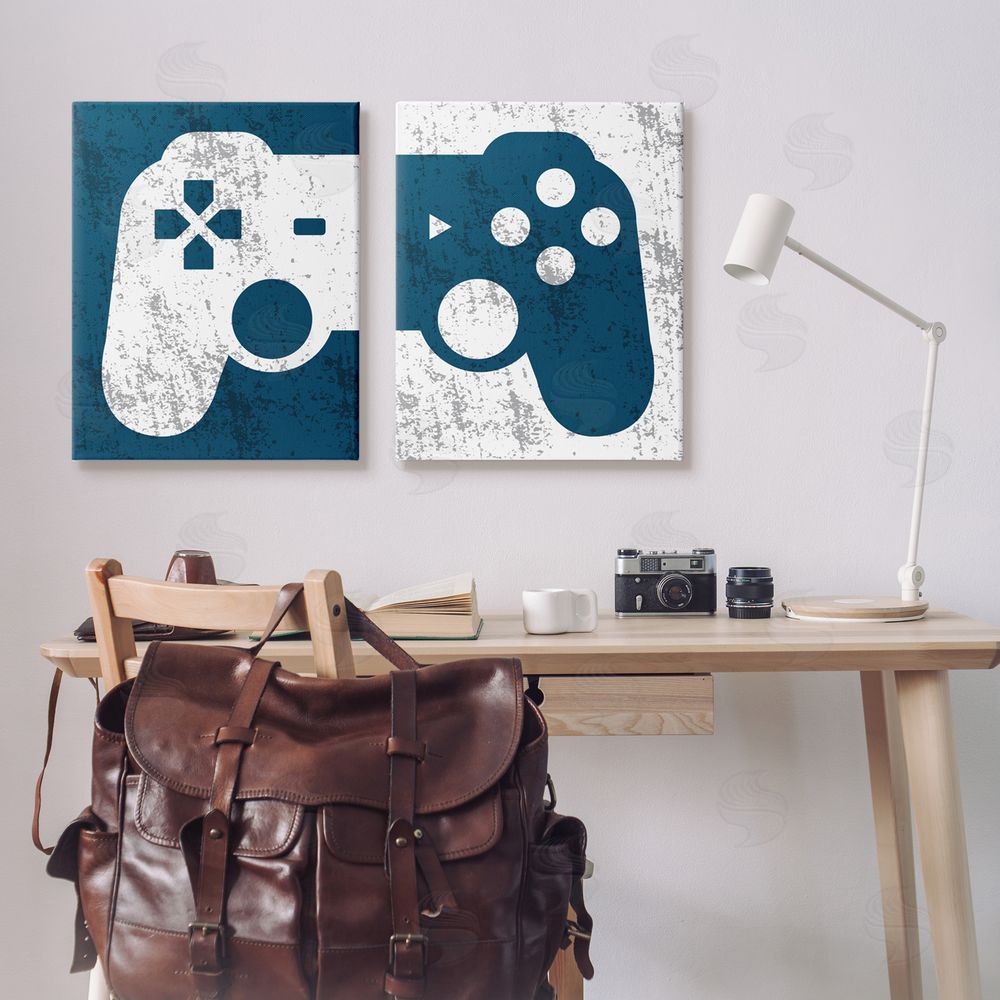 Kim Allen Video Gaming Controller Silhouette Canvas Wall Art Print in Room