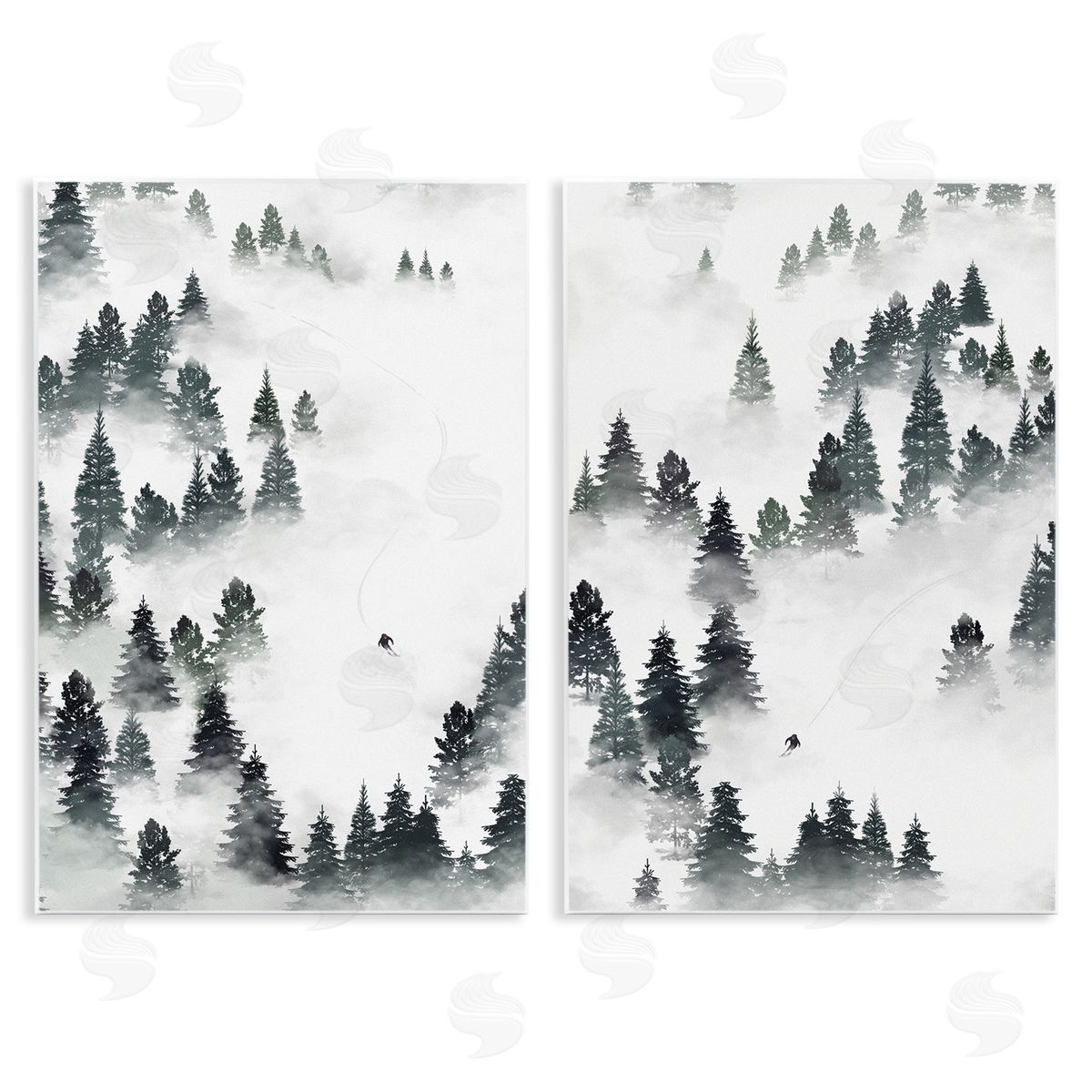 Winter Ski Slopes Mountain Wood Plaque Wall Art, Home Decor by Ziwei Li