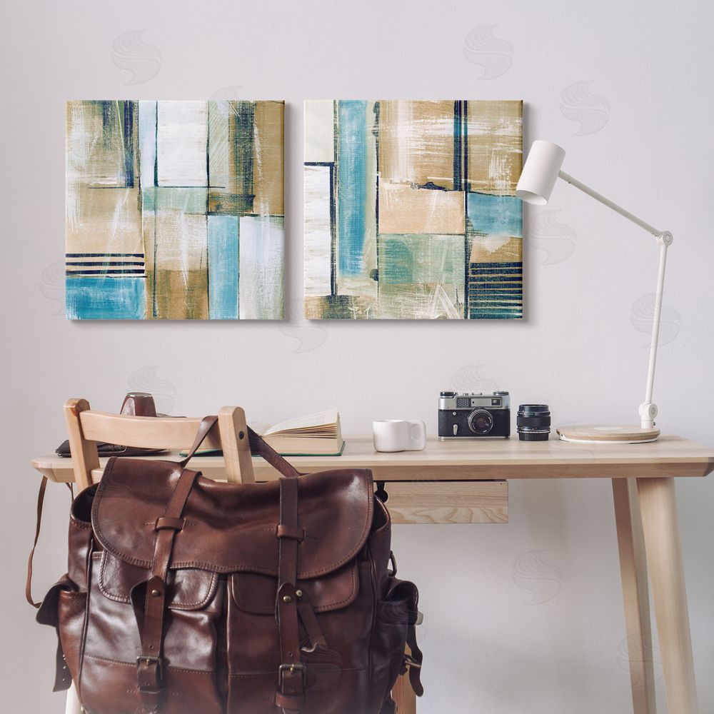 Susan Jill Contemporary Geometric Neutral Tones Canvas Wall Art Print in Room