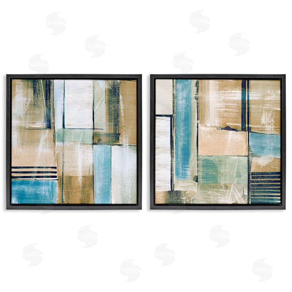 Susan Jill Contemporary Geometric Neutral Tones Black Floating Frame Canvas Wall Art Print