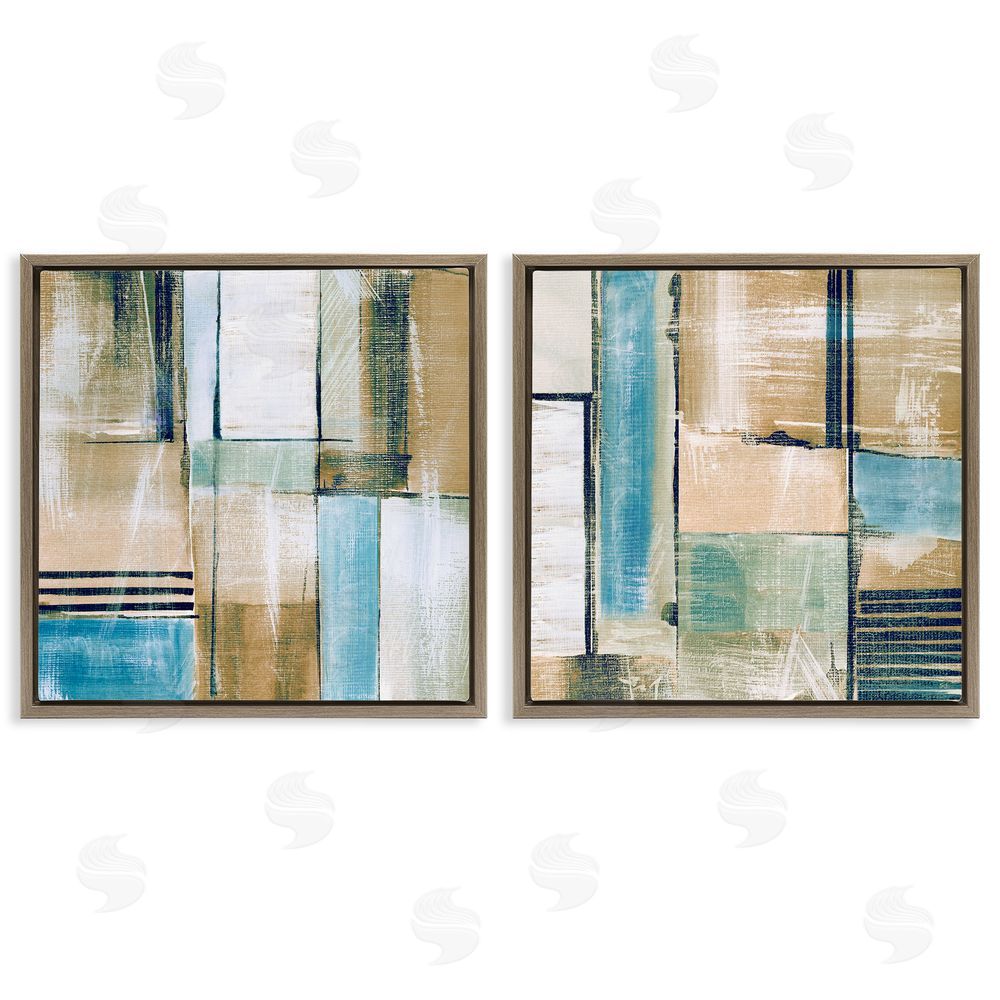 Susan Jill Contemporary Geometric Neutral Tones Brown Floating Frame Canvas Wall Art Print
