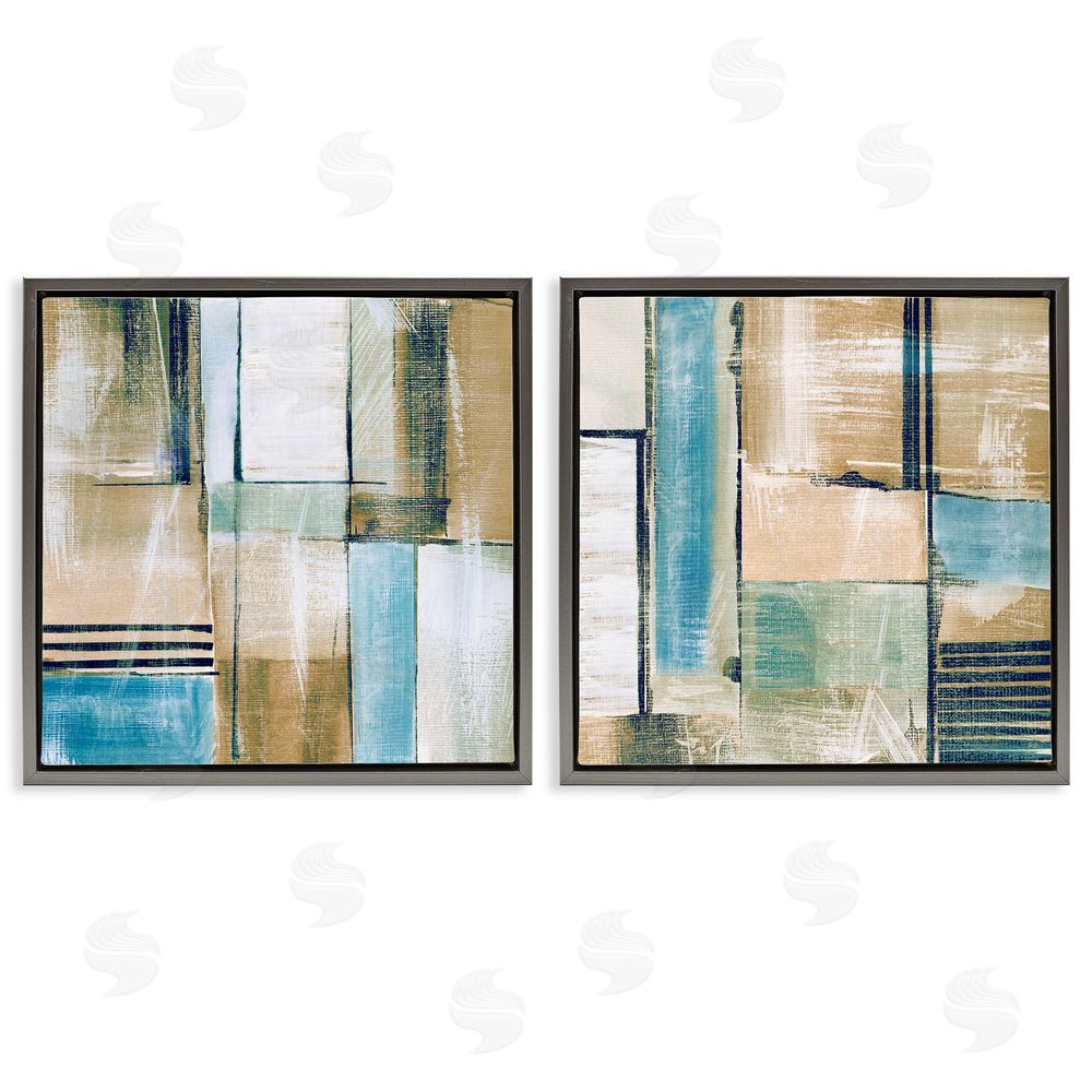 Susan Jill Contemporary Geometric Neutral Tones Gray Floating Frame Canvas Wall Art Print