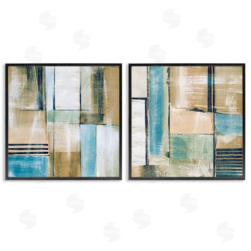 Susan Jill Contemporary Geometric Neutral Tones Black Framed Giclee Wall Art Print