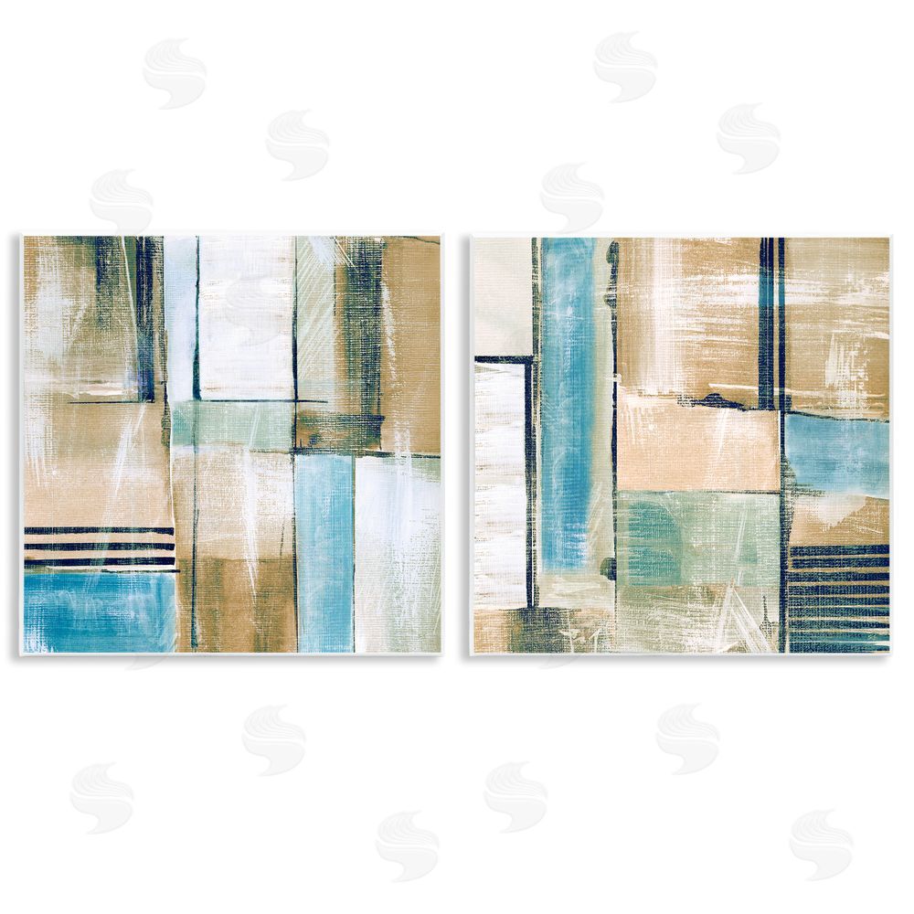 Susan Jill Contemporary Geometric Neutral Tones Wooden Wall Plaque Art Print