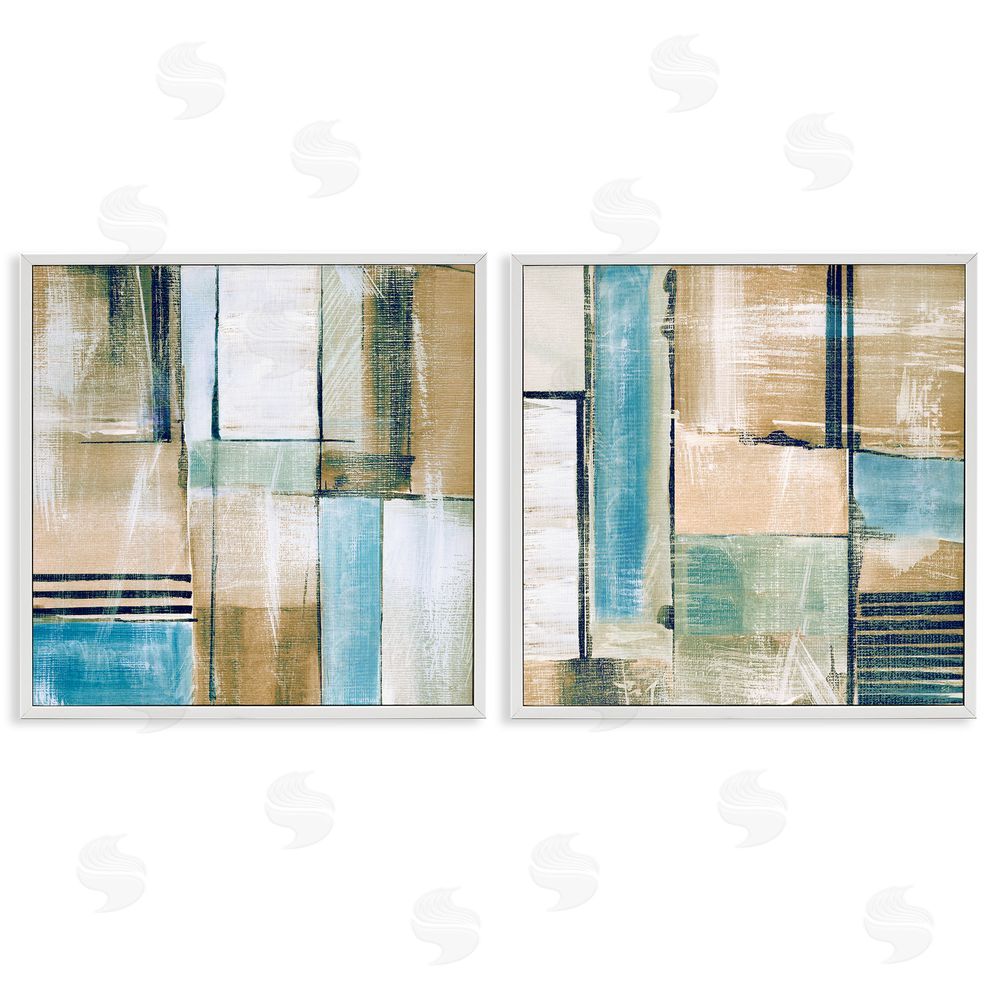 Susan Jill Contemporary Geometric Neutral Tones White Framed Giclee Wall Art Print
