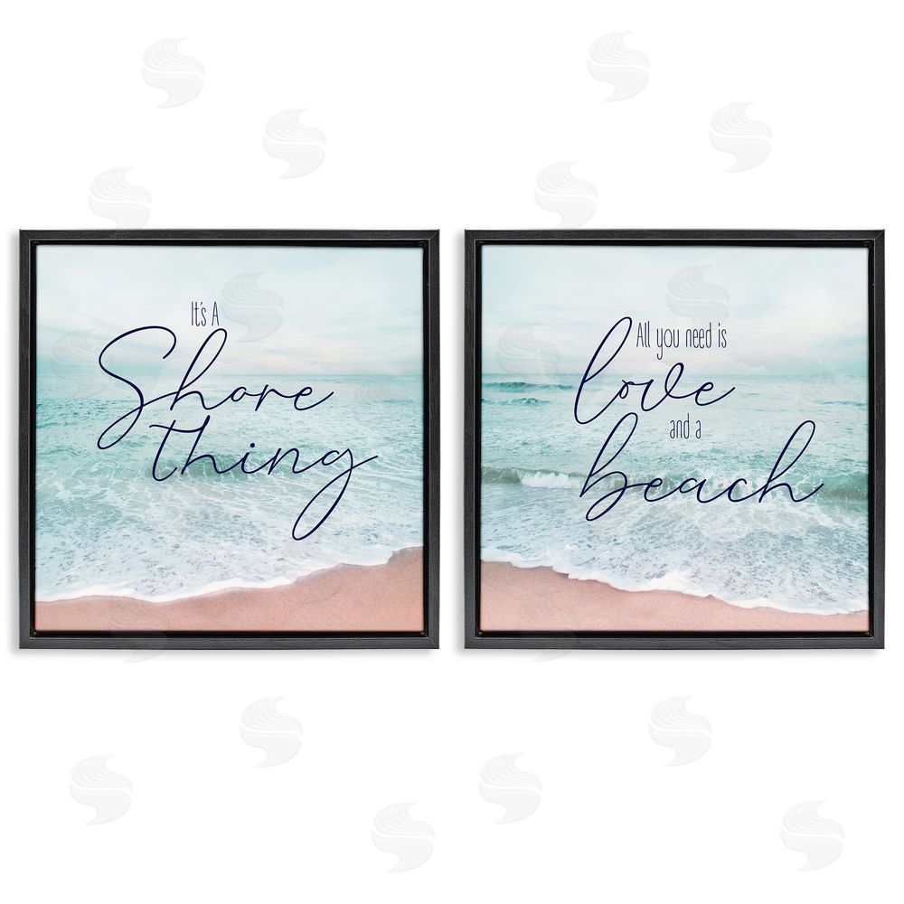 Natalie Carpentieri Soothing Beach Lover Phrases  Black Floating Frame Canvas Wall Art Print