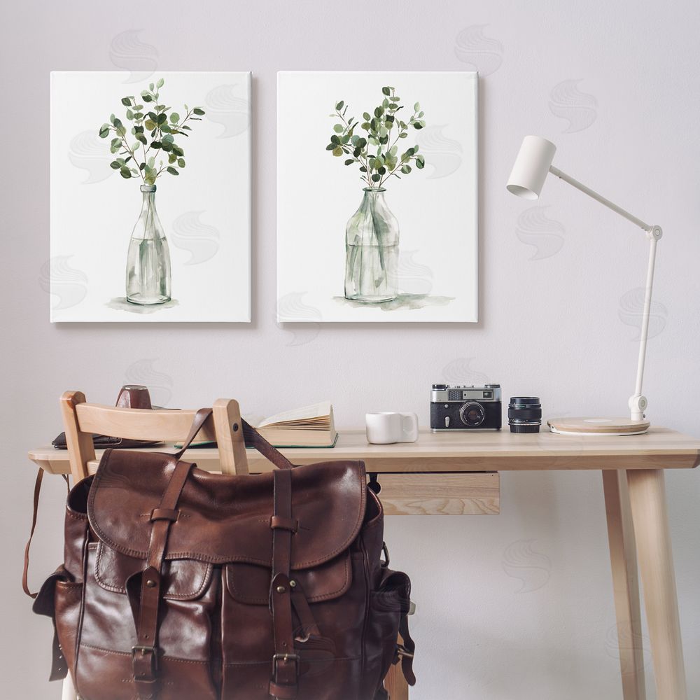 Carol Robinson Eucalyptus Herbal Bouquet Arrangement Canvas Wall Art Print in Room
