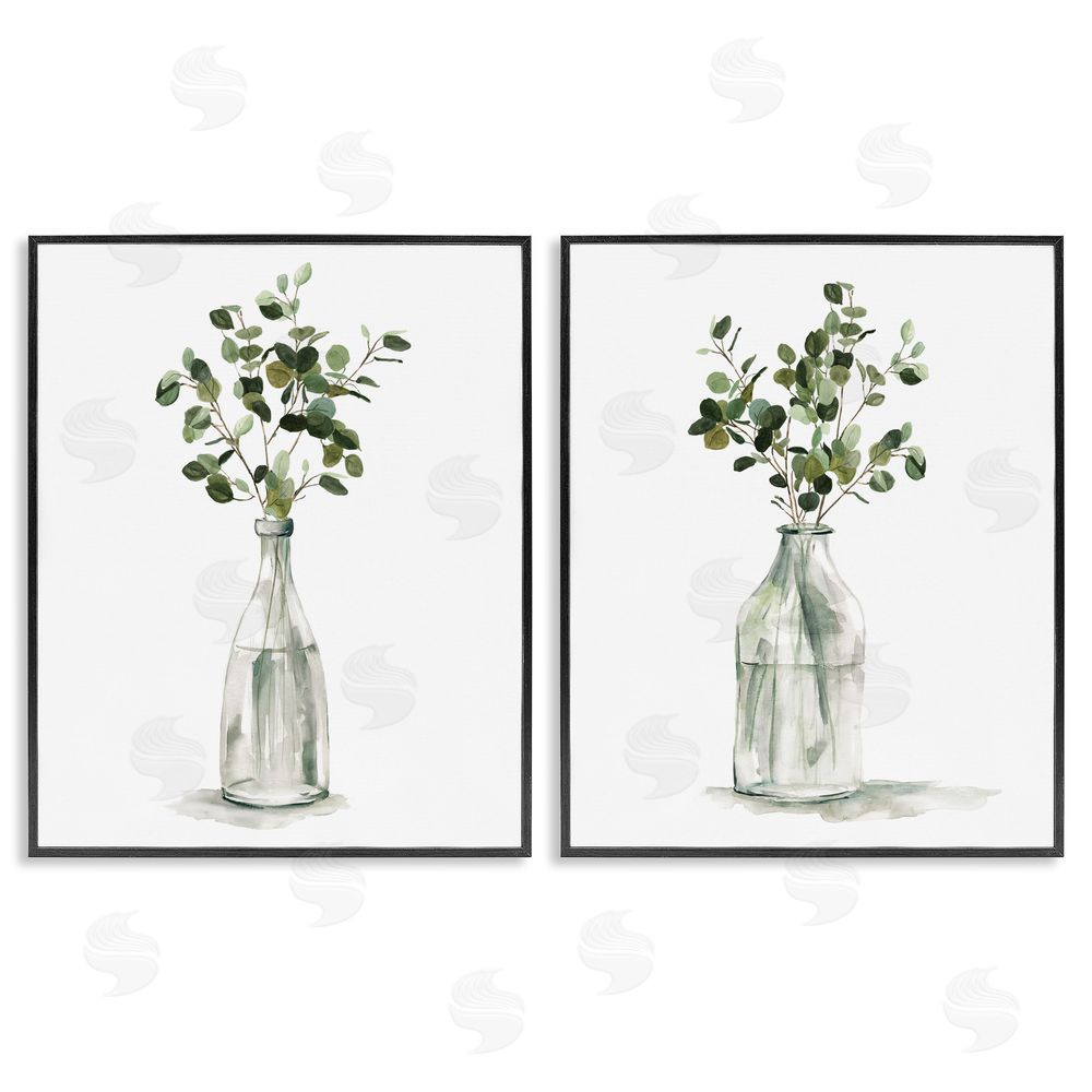 Carol Robinson Eucalyptus Herbal Bouquet Arrangement Black Framed Giclee Wall Art Print