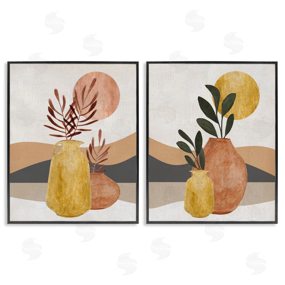 Janet Tava Boho Botanical Sprigs Landscape Black Framed Giclee Wall Art Print
