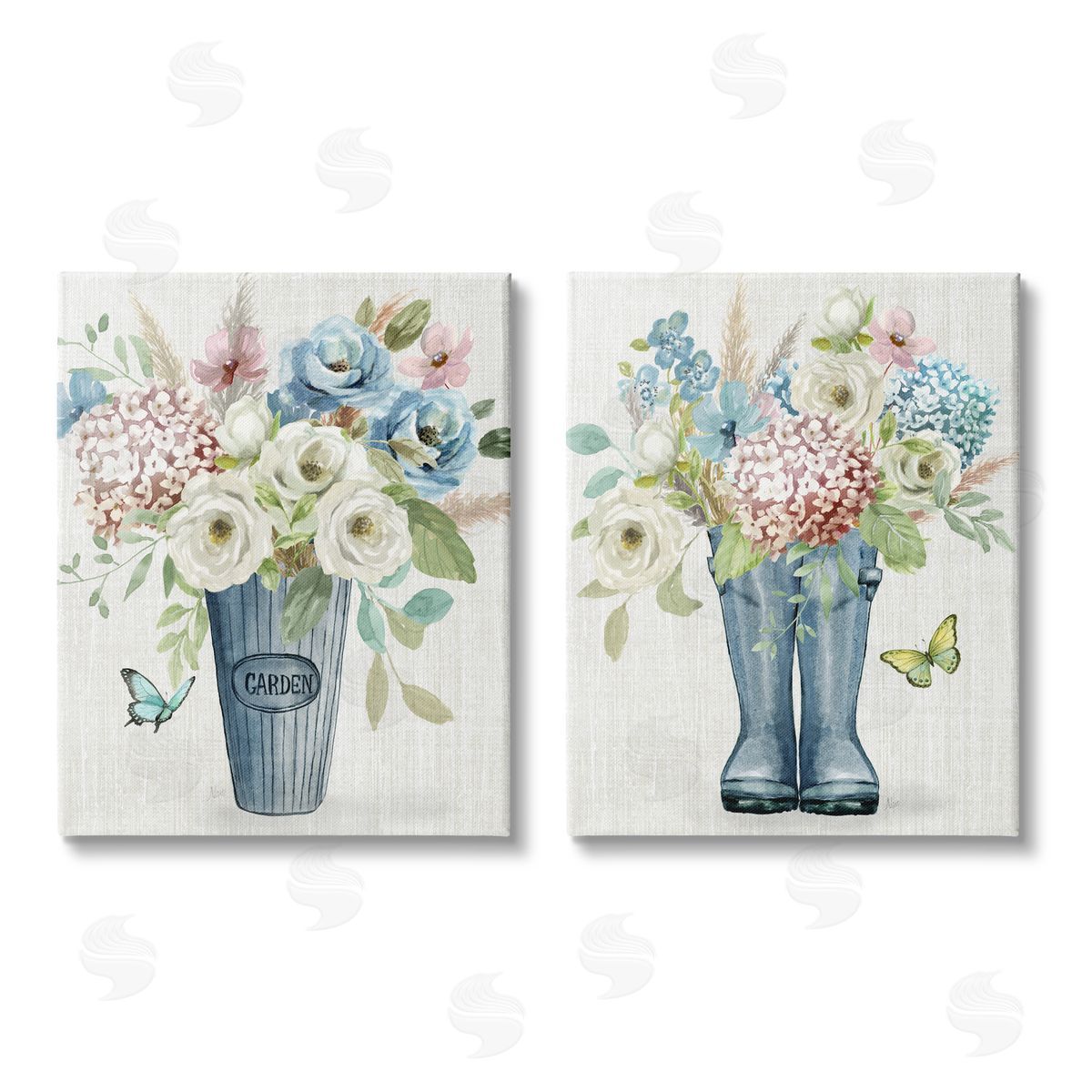 Nan Country Garden Bouquets Rain Boots Canvas Wall Art Print