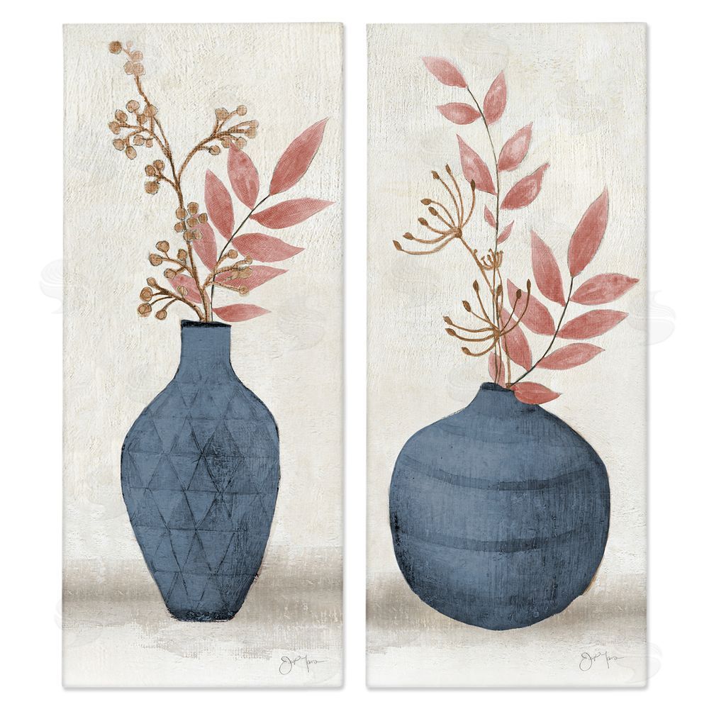 Janet Tava Ikebana Flower Vases Arrangement Canvas Wall Art Print