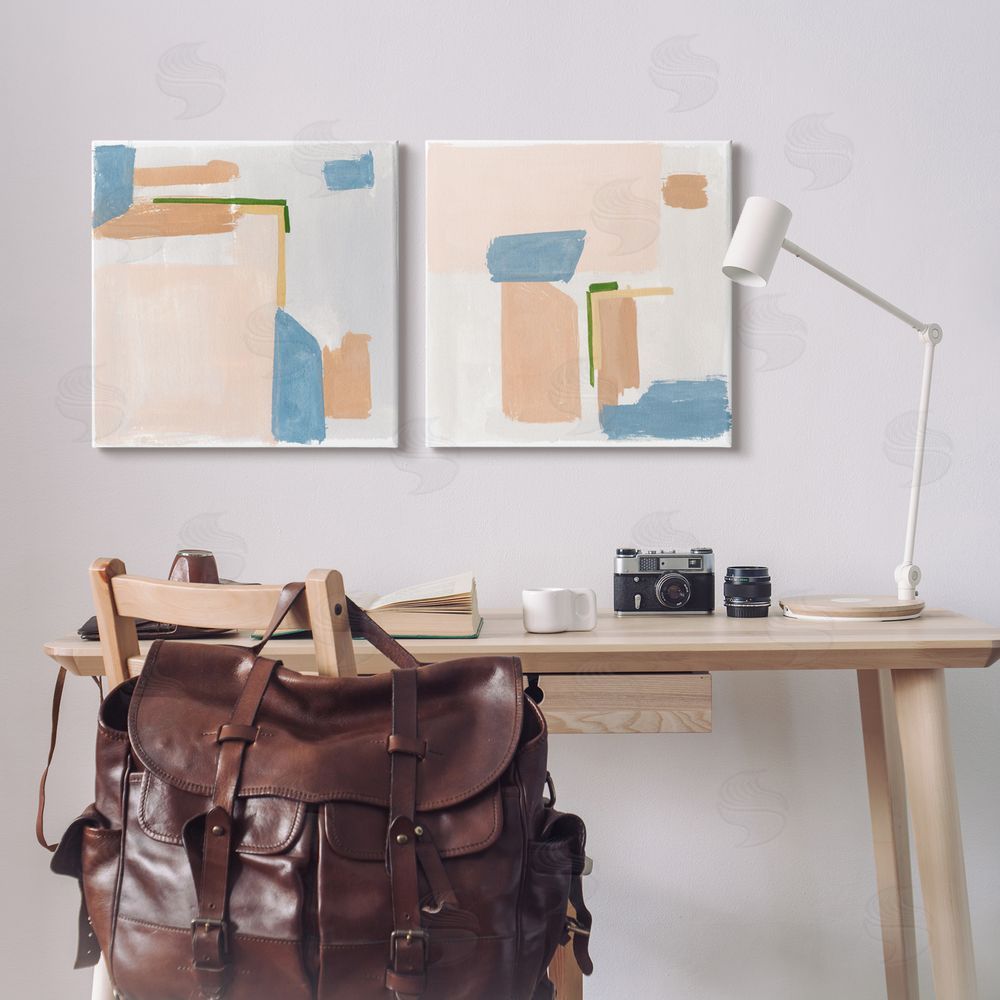 Melissa Wang Abstract Pink Blocked Contemporary Shapes Canvas Wall Art Print in Room