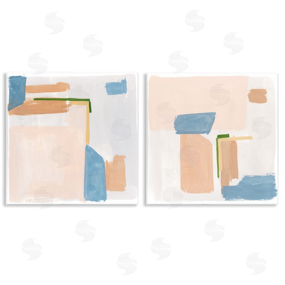 Melissa Wang Abstract Pink Blocked Contemporary Shapes Wooden Wall Plaque Art Print