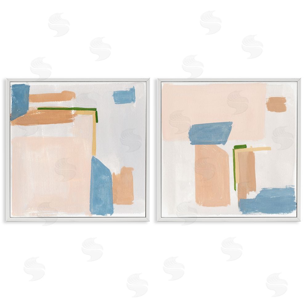 Melissa Wang Abstract Pink Blocked Contemporary Shapes White Framed Giclee Wall Art Print
