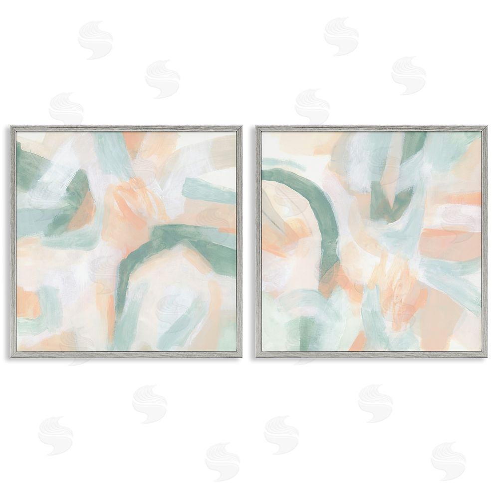 June Erica Vess Contemporary Pastel Collage Abstract Gray Framed Giclee Wall Art Print