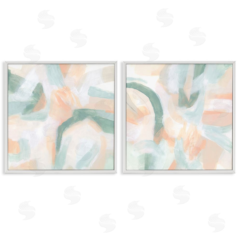 June Erica Vess Contemporary Pastel Collage Abstract White Framed Giclee Wall Art Print