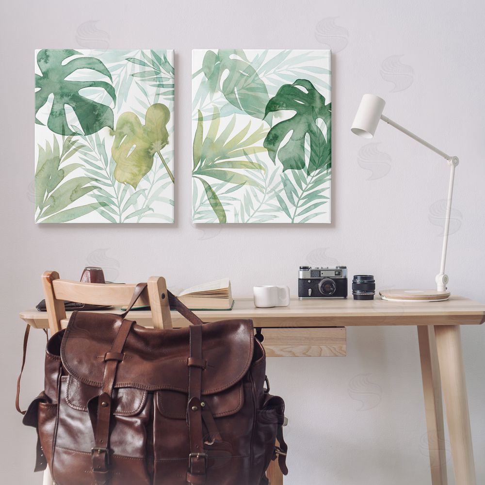 Grace Popp Layered Lush Green Plant Leaves Canvas Wall Art Print in Room