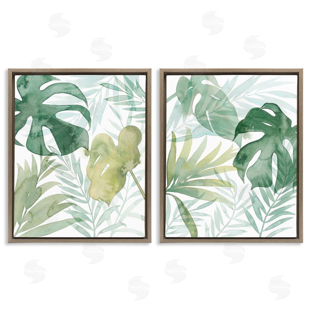 Grace Popp Layered Lush Green Plant Leaves Brown Floating Frame Canvas Wall Art Print