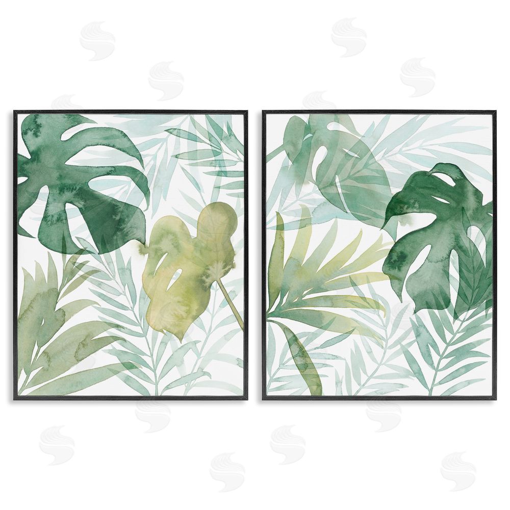 Grace Popp Layered Lush Green Plant Leaves Black Framed Giclee Wall Art Print
