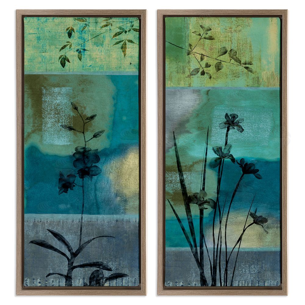 Chris Donovan Contemporary Blooming Orchid Sprouts Brown Floating Frame Canvas Wall Art Print