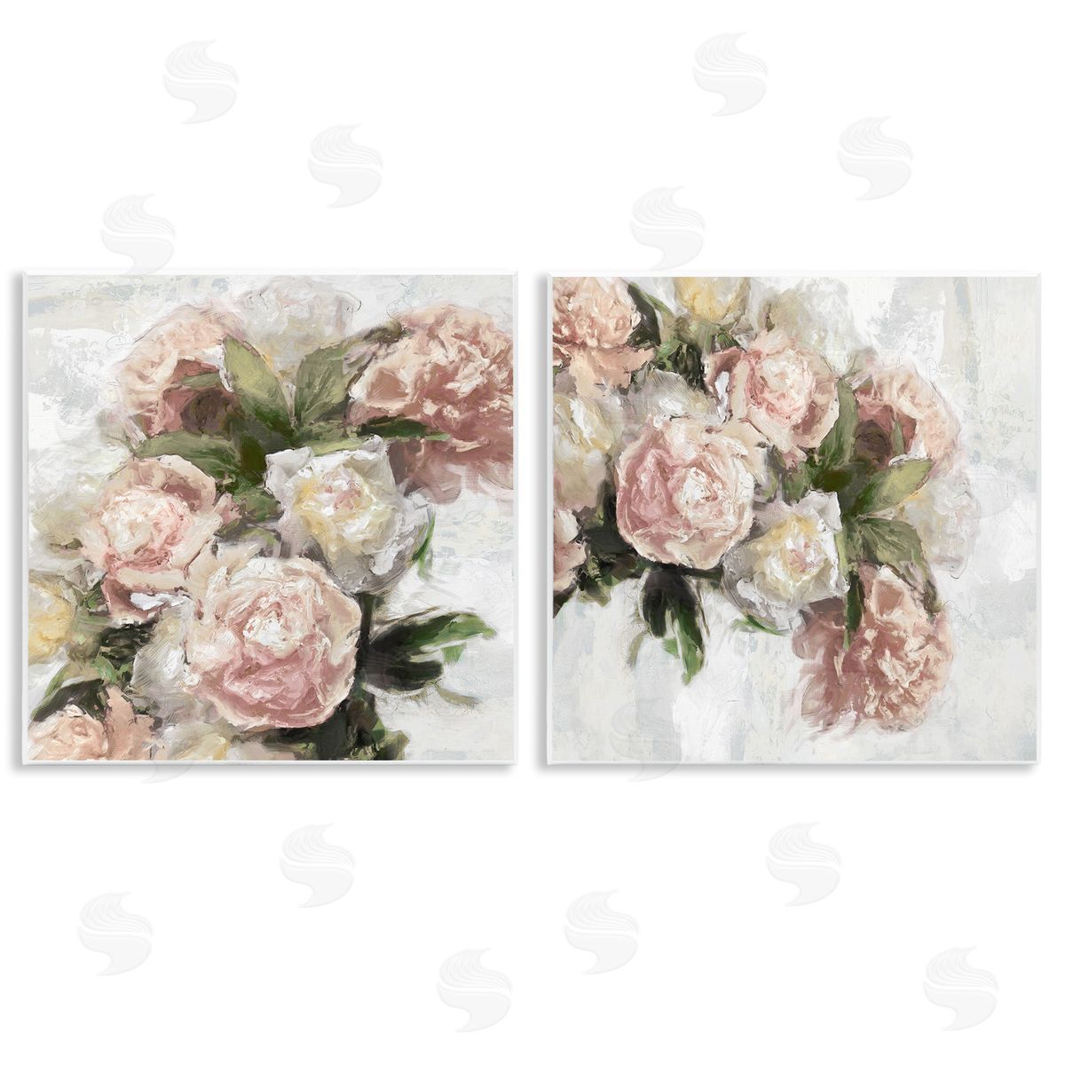 Traditional Peony Blossoms Arrangement Wood Plaque Wall Art, Home Decor by Emily Ford