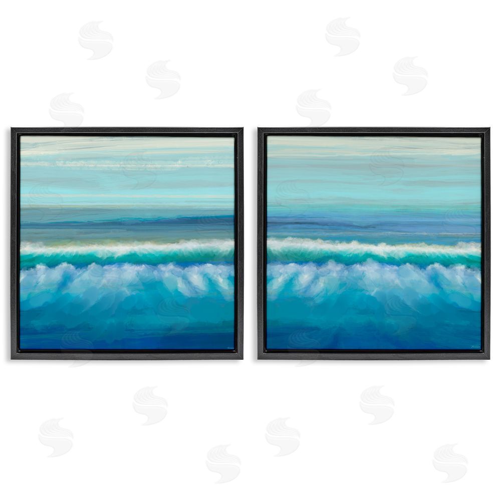 Michael Tienhaara Calming Sea Waves Ocean Foam Black Floating Frame Canvas Wall Art Print