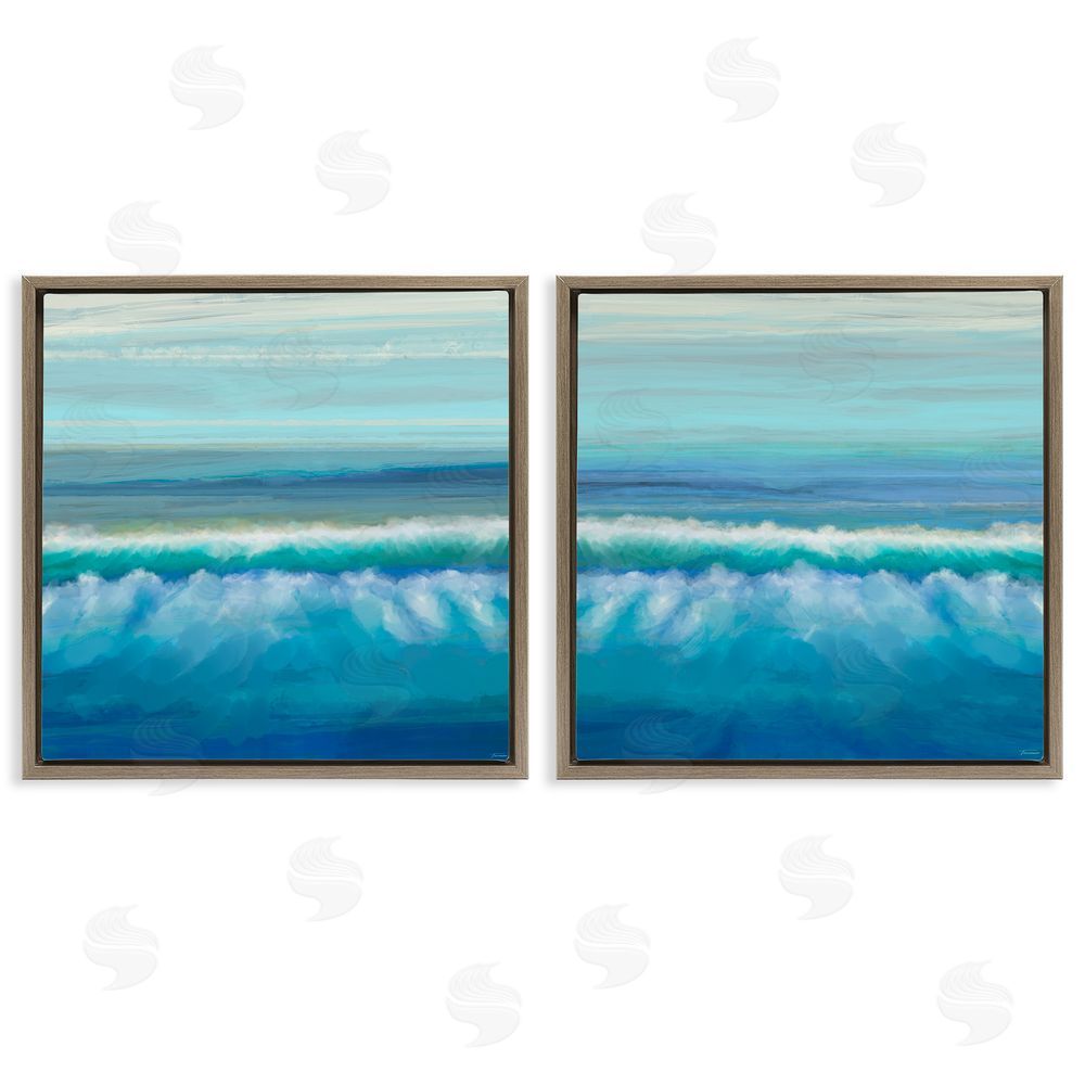 Michael Tienhaara Calming Sea Waves Ocean Foam Brown Floating Frame Canvas Wall Art Print
