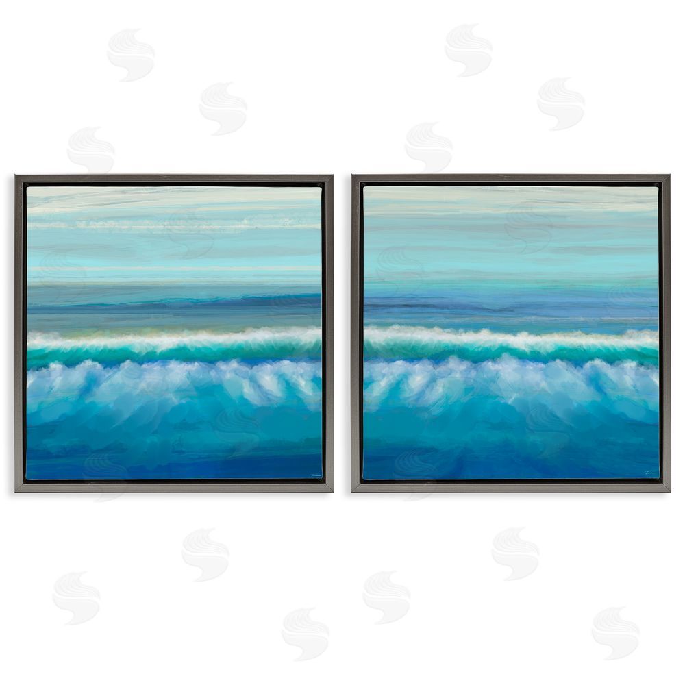 Michael Tienhaara Calming Sea Waves Ocean Foam Gray Floating Frame Canvas Wall Art Print