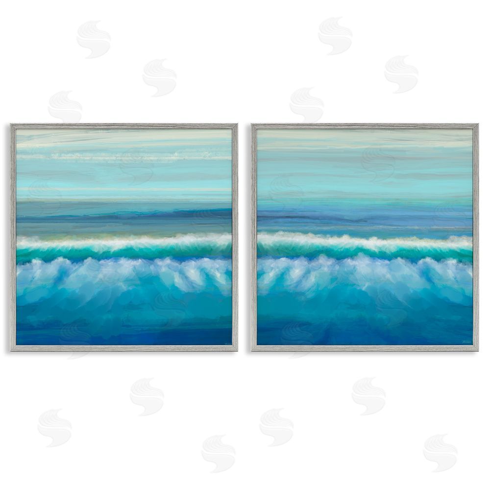 Michael Tienhaara Calming Sea Waves Ocean Foam Gray Framed Giclee Wall Art Print