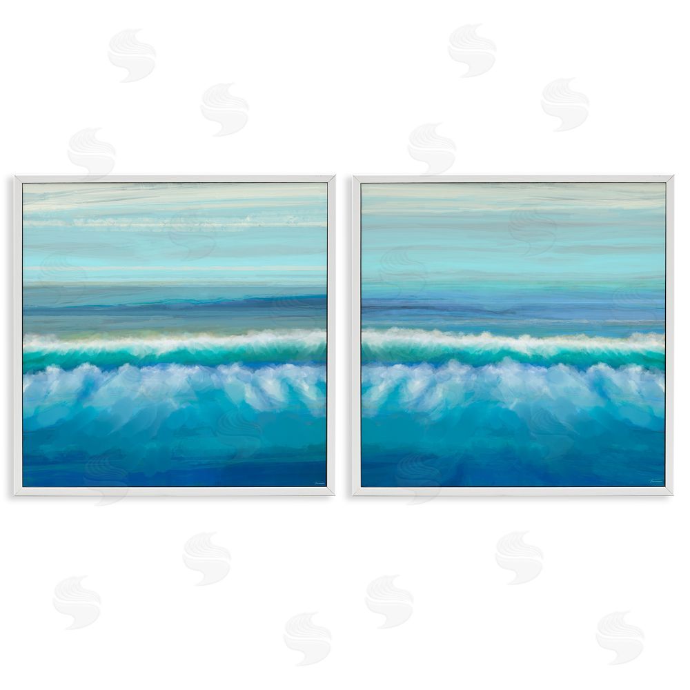 Michael Tienhaara Calming Sea Waves Ocean Foam White Framed Giclee Wall Art Print