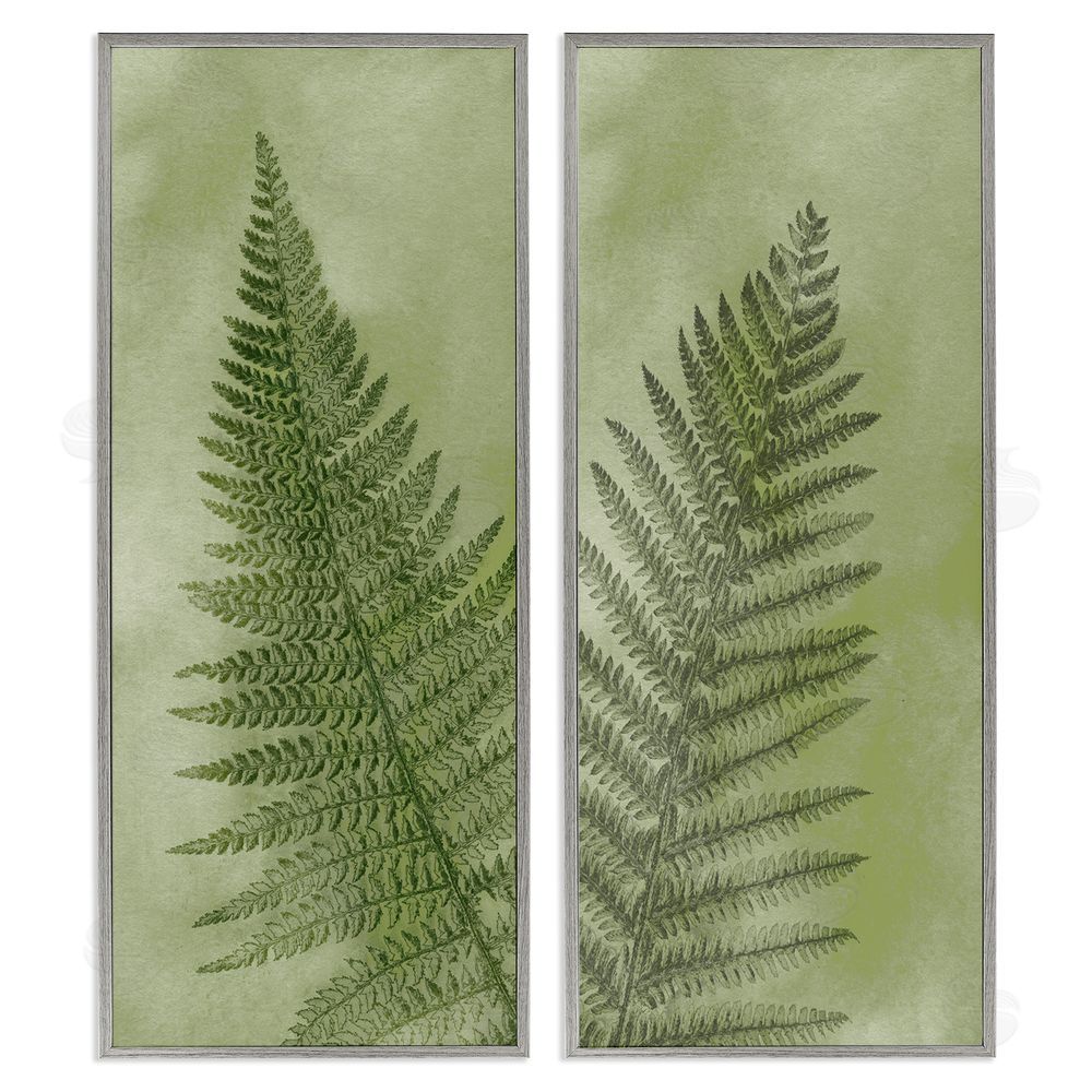 Ziwei Li Woodland Nature Fern Leaves Gray Framed Giclee Wall Art Print