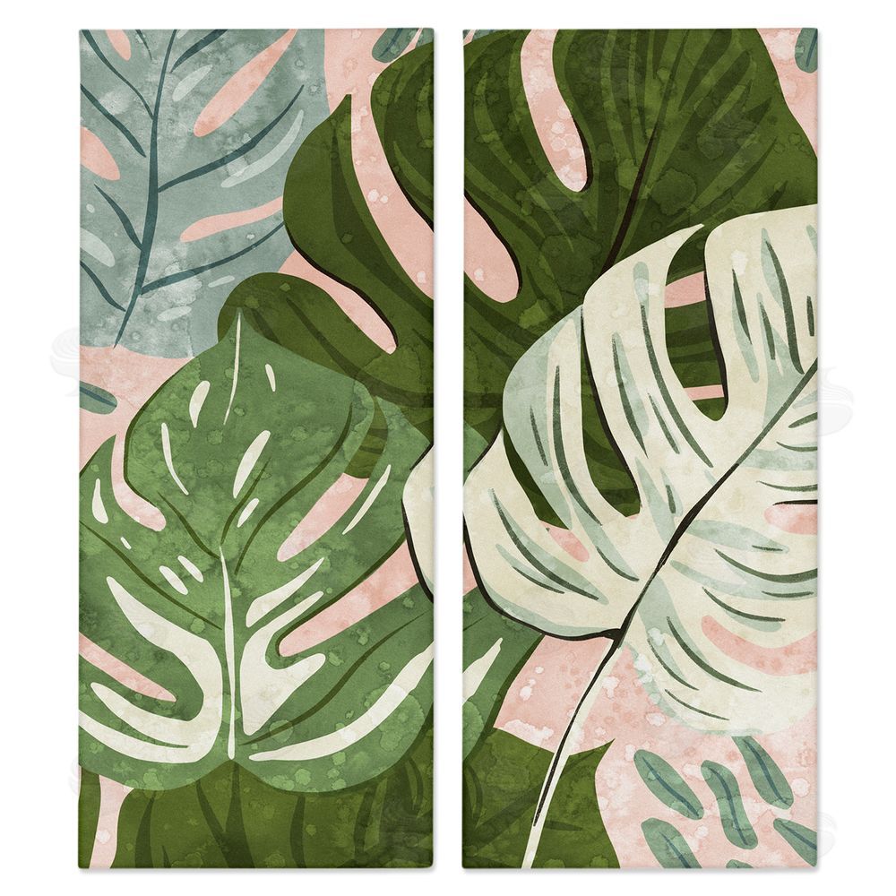 Ziwei Li Modern Layered Monstera Leaves Canvas Wall Art Print