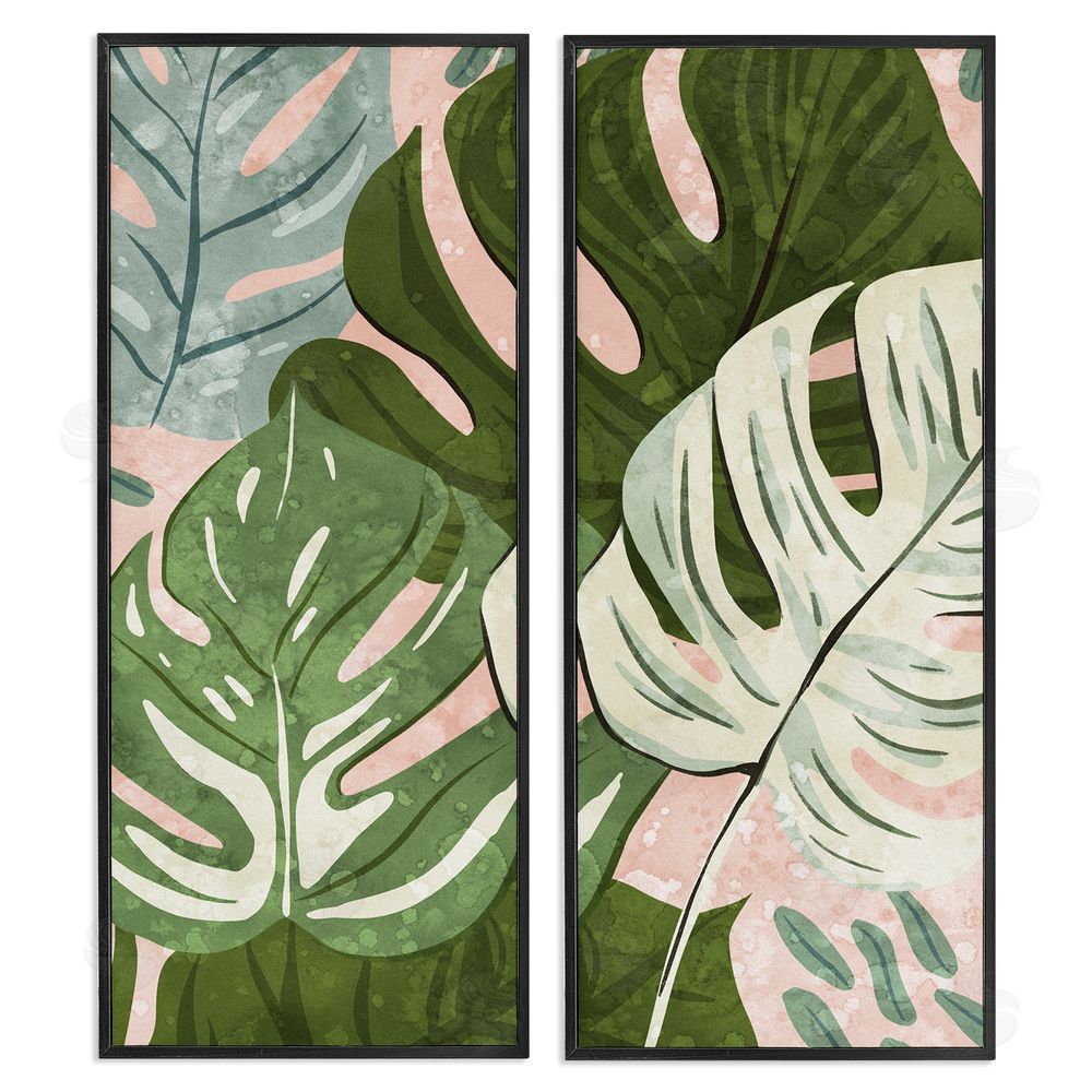 Ziwei Li Modern Layered Monstera Leaves Black Framed Giclee Wall Art Print