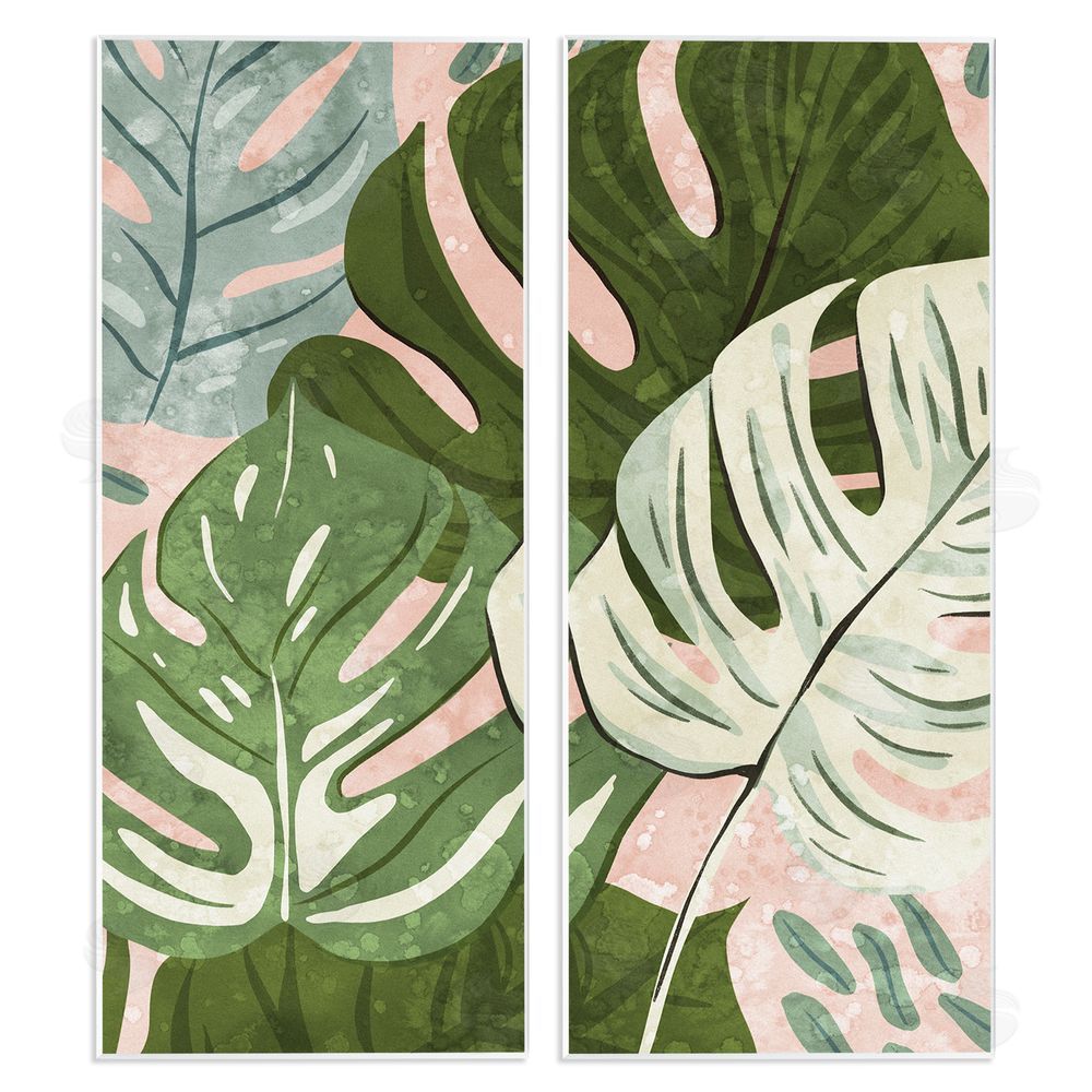 Ziwei Li Modern Layered Monstera Leaves Wooden Wall Plaque Art Print