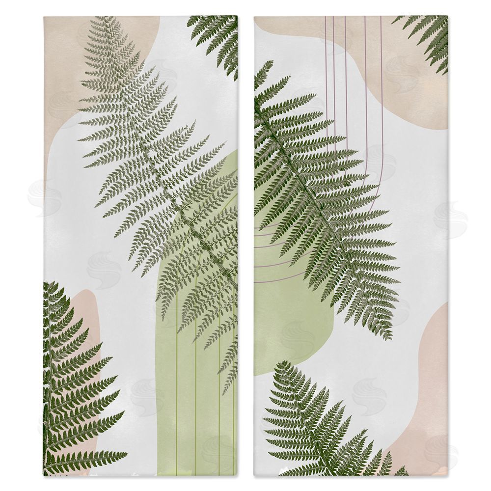 Ziwei Li Fern Leaves Pastel Geometric Canvas Wall Art Print