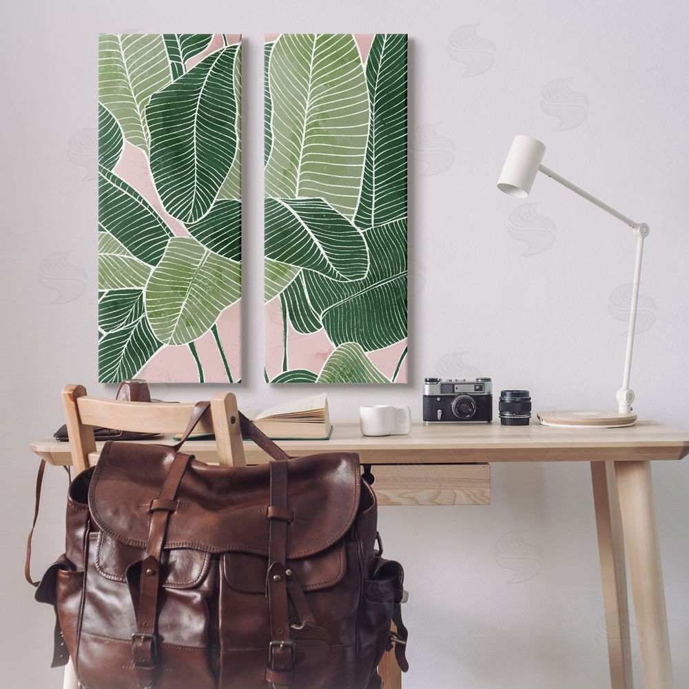 Ziwei Li Contemporary Jungle Vegetation Leaves Canvas Wall Art Print in Room
