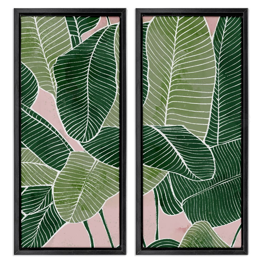 Ziwei Li Contemporary Jungle Vegetation Leaves Black Floating Frame Canvas Wall Art Print
