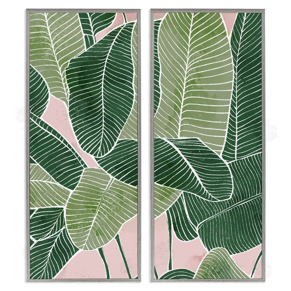 Ziwei Li Contemporary Jungle Vegetation Leaves Gray Framed Giclee Wall Art Print