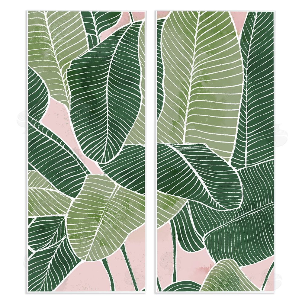Ziwei Li Contemporary Jungle Vegetation Leaves Wooden Wall Plaque Art Print