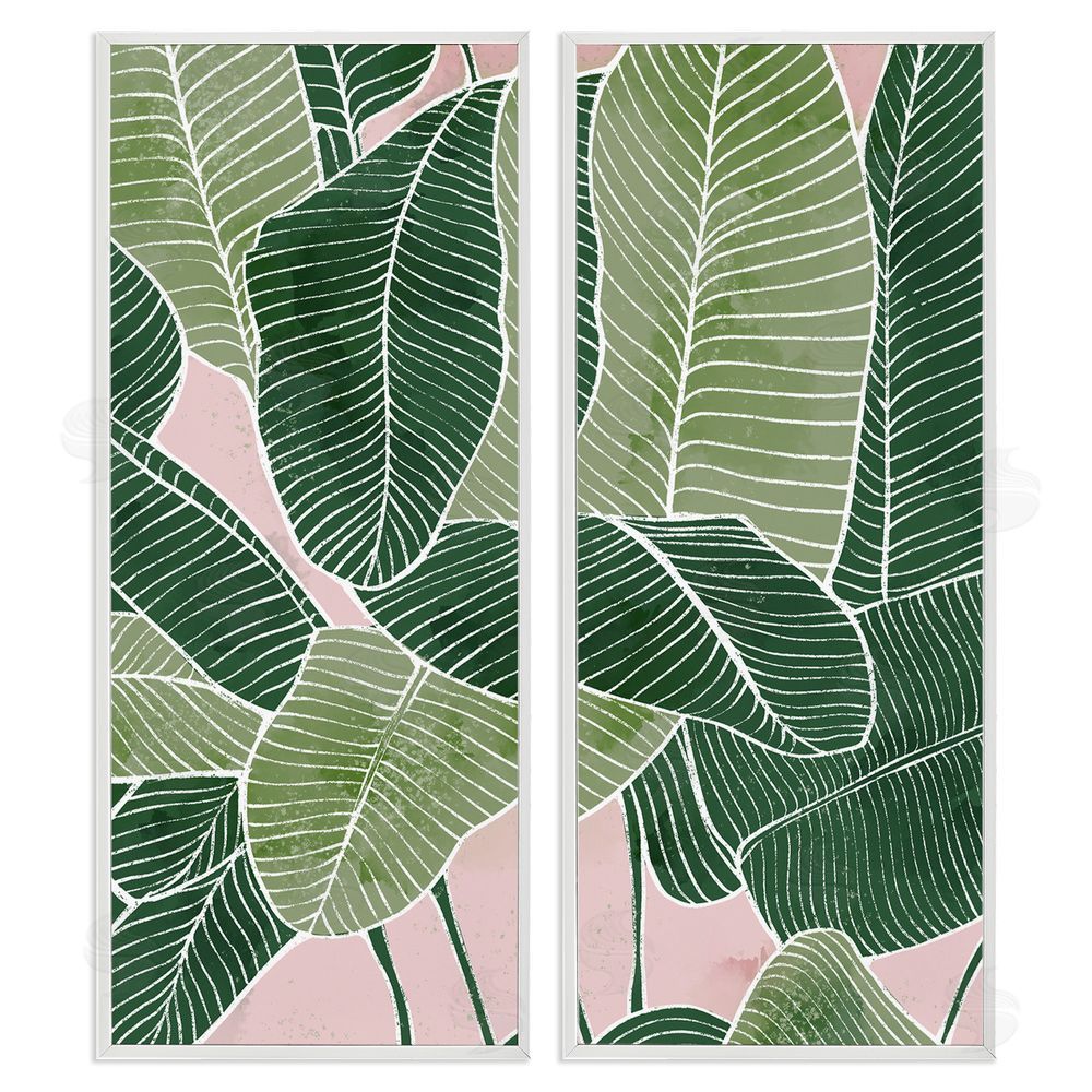Ziwei Li Contemporary Jungle Vegetation Leaves White Framed Giclee Wall Art Print