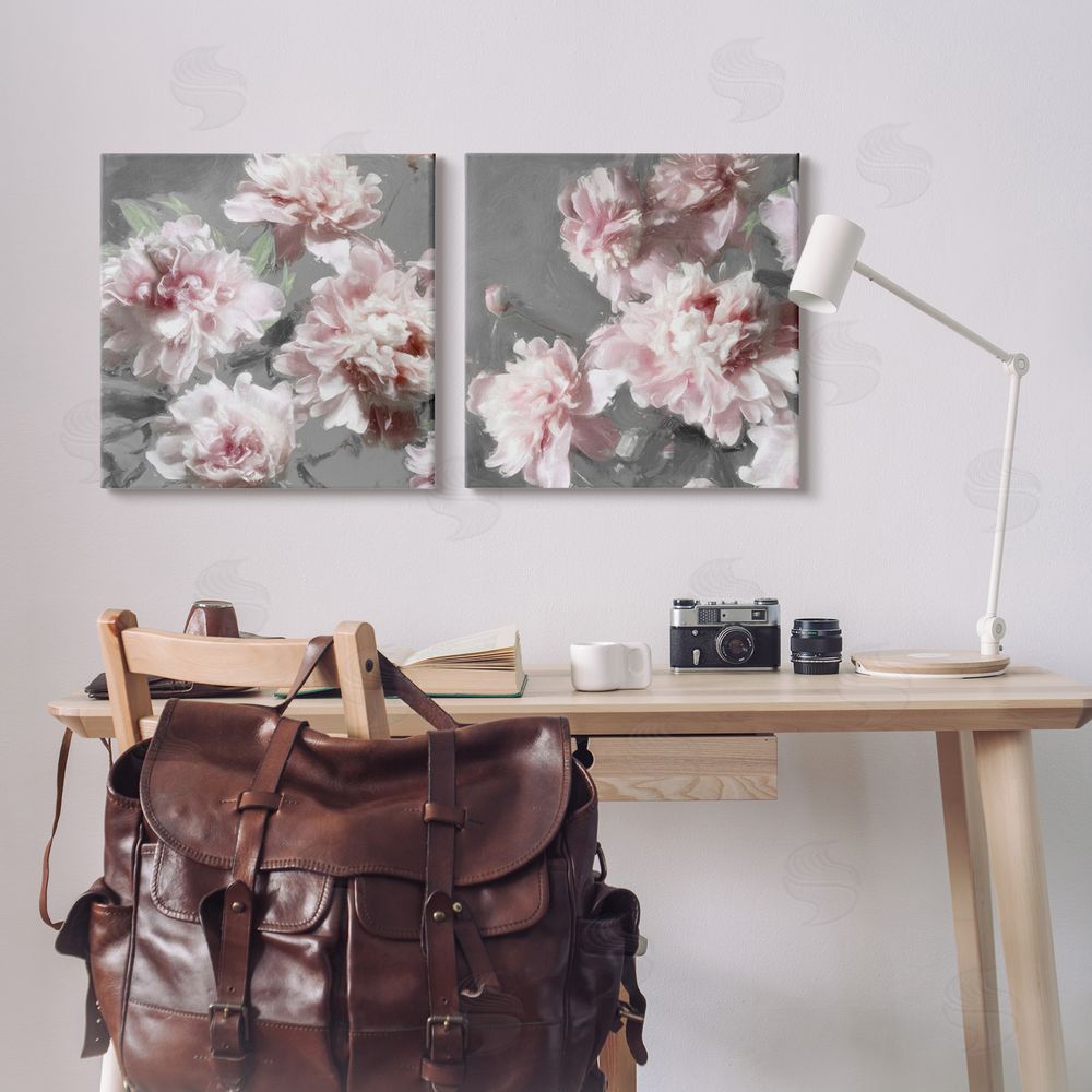 Shawna Sullivan Blooming Peony Petals Pink Nature Canvas Wall Art Print in Room