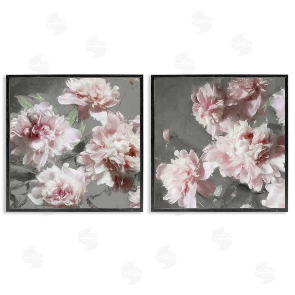 Shawna Sullivan Blooming Peony Petals Pink Nature Black Framed Giclee Wall Art Print