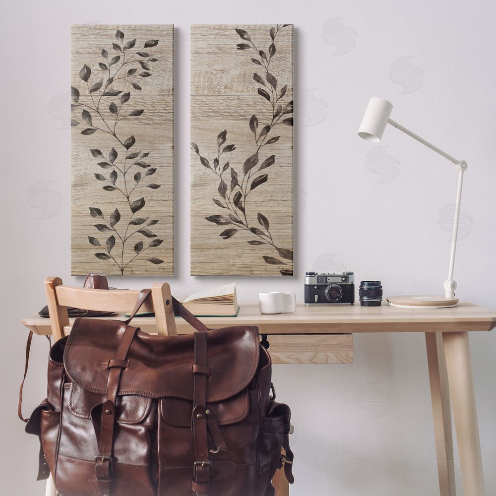 Yass Naffas Designs Rustic Botanical Winding Sprigs Canvas Wall Art Print in Room