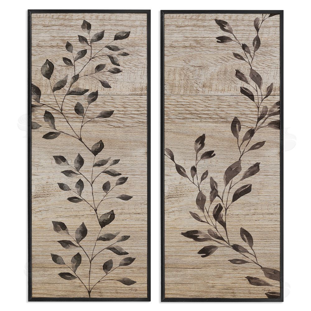 Yass Naffas Designs Rustic Botanical Winding Sprigs Black Framed Giclee Wall Art Print