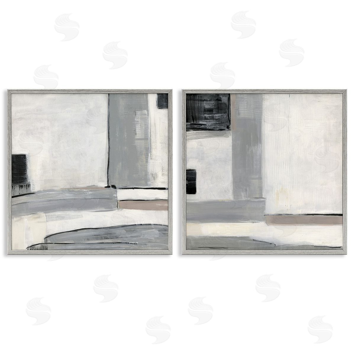 Industrial Abstract Grey Geometric Grey Frame Print Wall Art, Home Decor by Sally Swatland
